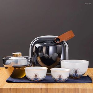 Чайные наборы керамические золотые проволочные эмали путешествуют домохозяйство на открытом воздухе переносная Quick Cup One Pot Две чашки для людей