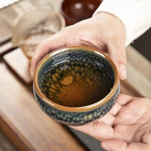 Чашки блюдцы ручной керамики Jianzhan Tea Cup Teaset Single Gift Box китайский стиль килограмма Tianmu Glaze Creativity Pottery Mow