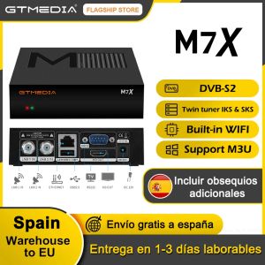 Kutu 2022 Yeni GTMedia M7X Uydu Alıcı TV Kutusu Yerleşik 2.4G WiFi 1080p DVBS2 VCM/ACM/Multistream Destek LKS SKS