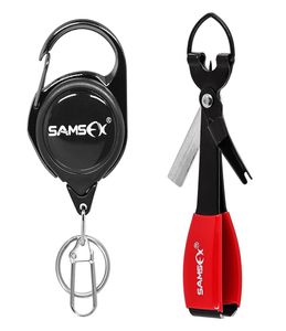 SAMSFX Hızlı Düğüm Bağlama Aracı Sinek Balıkçılık 4 1 Clippers Nipper Snips Hızlı Tırnak Knotter Tyer Balık Araçları Combo W Zinger Retrac4106393