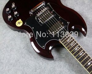 Üst özel Thundersstruck AC DC Angus Young Signature SG Yaşlı Kiraz Şarabı Kırmızı Maun Vücut Elektro Gitar Yıldırım Cıvatası INL5992133
