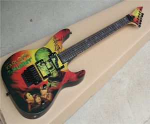 Özel Kirk Hammett Ltd KH3 Karloff Mumya Elektro Gitar Özel Boyalı Amp Airbrushed tarafından Airbrushed Göz Kandi EMG Pikaplar Floyd Rose5871405