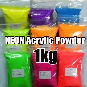 Sıvılar 1kg Neon 3in1 Akrilik Toz Fosfor Tırnak Tozu Uzatma/Oyma/Daldırma Tırnak Tozu Pigment Manikür DIY Süslemeleri 12