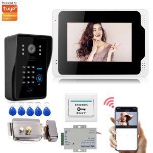 Intercom Tuya 7 дюймов сенсорный экран Smart Home Video Intercom System Wi -Fi Дверной вход Телефон Доступ к телефонам с 1080p проводной дверной камерой