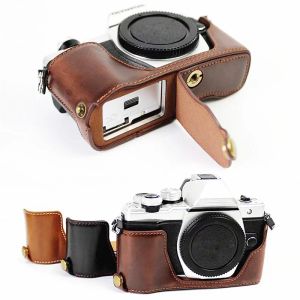 Kameralar Olympus EM10 Mark II Kamera için Orijinal Gerçek Deri Yarım Kasa Kavrama
