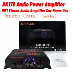 Усилитель AK170 мини -амплификатор Mini Audio Amplifier RCA вход Портативный звуковой усилитель 20W*2 Анологический Amp Amp Двойной канал со светодиодным светодиодным кольцом автомобиль Home Использование