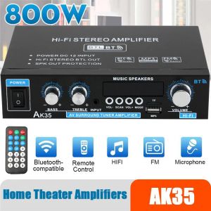 Усилитель AK35 800W Home Digital усилители Audio 110240V Bass Audio Power Bluetooth усилитель Hifi FM USB Auto Music Speakers