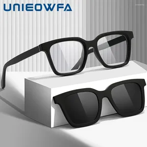 Güneş Gözlüğü Çerçeveleri Miyopya Polarize Manyetik Klipsi Erkekler için Gözlükler Çerçeve Optik Reçeteli gözlükler Erkek TR90 Square Spectacles Marka