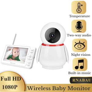 Monitörler 1080p HD 5.0 ​​inç Kablosuz Bebek Monitörü WiFi Ev Güvenliği Dadı Kamera Gece Görüşü Twoway Ses İntercom Sıcaklık Sensörü