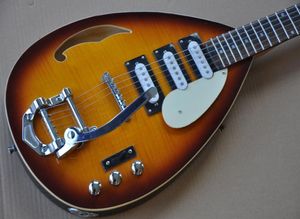 Özel Hutchins Brian Jones Vox 1960'lar PGW Gözyaşı Alev Maple Top Sunburst İçi Body Elektro Gitar Tek Delik Bigs Tailpiece2398683