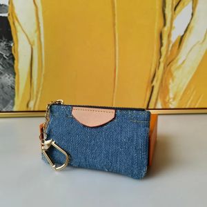 Модный и классический французский дизайнерский дизайнерский кошелек для мужчин и женщин Винтажный джинсовый Zipper Zero Wallet Holder с оригинальным размером коробки 12 * 7 * 1,5см