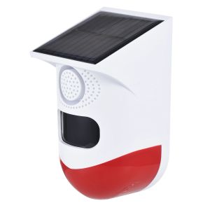 Dedektör Güneş Hareket Sensörü Alarm Açık Güneş Alarmı 120dB Loud Siren LED Flaş Işıkları Ses Güvenlik Alarmı Ayarlanabilir Algılama Distanc