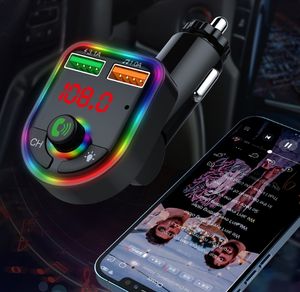 P6 BT Araba Kiti Mikrofon Handsfree Ses Sürümü Stereo Çift USB Araba Şarj Cihazı FM Verici Sup BT5.0 USB C Araç Şarj Cihazı