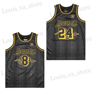 Мужские футболки Мужские баскетбольные майки легенда 8 24 Bryant Jersey Sewing Emelcodery Высококачественная спортивная спортивная кожа Black Snake Table T240408
