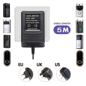 Дверная звонка США UK EU EU Plug 18V AC Transformer Зарядное устройство для Wi -Fi Беспроводное дверное колесо камеры адаптер Power Adapter IP видео интерком Кольцо 220V240V 5Meter