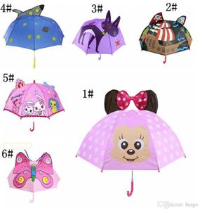 Детские зонтики животные печатать полиэстер солнечный дождливый зонтик левт кролик кот висят с даром с прямыми зонтиками, DH10812830852