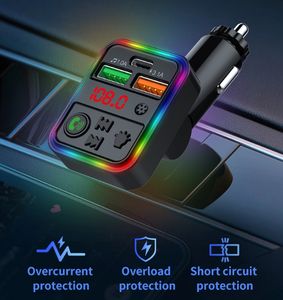 P18 Новое прибытие BT CAR KIT Microphone Microphone Handsfree Dual USB -автомобиль зарядное устройство BT5.0 USB C TF Card U Disk Aux Player