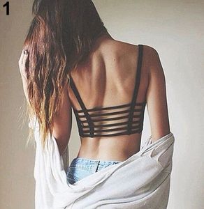 2017 Yeni Moda Kadınlar039S Seksi Braliette Kafes Kes Strappy yastıklı Sütyen Sözlü Yelek Mahsul Top1008337