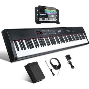 Tastiera per pianoforte digitale a grandezza intera a dimensioni intera con supporto musicale, adattatore di alimentazione, pedale Sustain e MIDI Bluetooth-tastiera elettrica portatile per musicisti