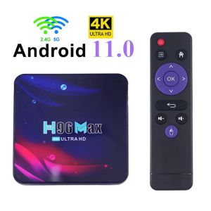 Kutu H96 Max Akıllı TV Kutusu Android 11 4K HD Google Ses Kontrolü 2.4G/ 5G WiFi Bluetooth Alıcı Medya Oyuncu HDR USB 3.0 SET Üst Kutusu