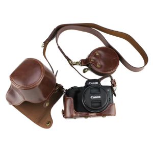 Запчасти для кожаной камеры для камеры для Canon EOS M50 M50 Mark II EOSM50 с 1545 мм открытой крышка батареи + ремешок + мини -корпус