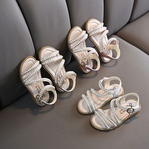 Kızlar Sandalet Çocuklar Yaz Bayanlar İnci Prenses Ayakkabı Toddler Gençlik Performans Ayakkabı Pembe Altın Eur 21-36 I1SH#