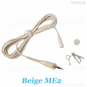 Microfones bege me2 clipe sem fio lavalier microfone para sennheiser ew100 sk100 g2 g3 g4 transmissor de cinto de 3,5 mm de bloqueio estéreo