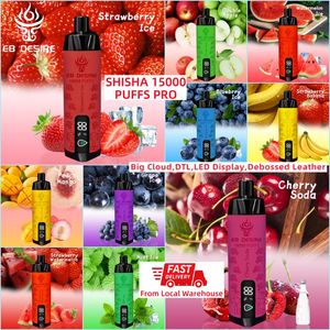 EB Desire 15K 18K 20K Puff 15000 18000 20000 Puffs Shisha Colkah Vape Vape Orsosable Vapes Eu Warehouse 25ml 650mh светодиодный экран Большой облако dtl vaper al fakher vapers crown bar