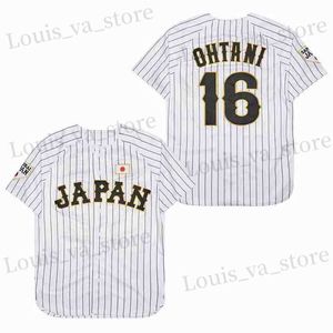 Erkek Tişörtleri BG Beyzbol Forması Japonya 16 Ohtani Forma Dikiş Nakış Yüksek Kaliteli Ucuz Spor Açık Beyaz Siyah Şerit 2023 Dünya Yeni T240409