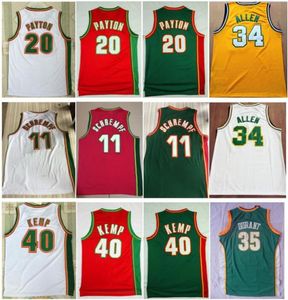 Весь качество винтаж 11 Detlef Schrempf Green White Red 20 The Glove Gary Payton 40 Reign Man Shawn Kemp Jersey 34 Ray A9889443