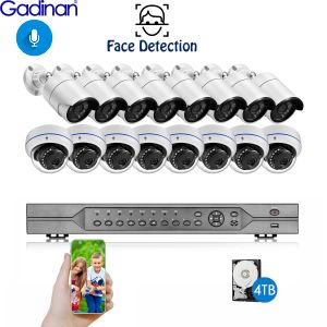 Sistem Gadinan 5MP Güvenlik POE IP Kamera Yüz Algılama H.265 16CH 4K POE CCTV SET NVR Kiti Açık Suya Dönem Gözetleme Sistemi