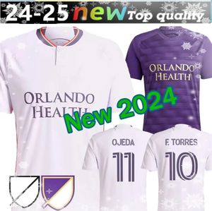 2023 2024 Orlando City SC Soccer Formaları Çocuk Kiti Man 23/24 Futbol Gömlekleri Birincil Ev Duvar Uzak Beyaz Miras F.Torres L.Muriel Ojeda Jansson McGuire Kara