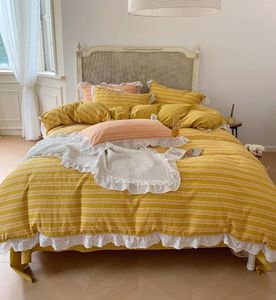 Клетки для постельных принадлежностей 2024 Весеннее французское стиль ретро Сладкий ВСЕ Хлопок, вымытый четырехсексуал.