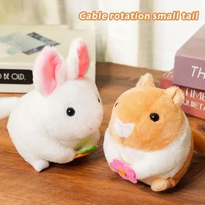 10cm sevimli peluş oyuncak kuyruk sallama tavşan hamster bebek çekme ipi çocuk yumuşak doldurulmuş hayvan oyuncakları hediyeler 240407