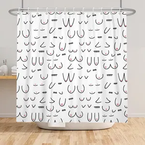 Duş Perdeleri Komik Seksi Göğüsler Perde Feminist Dikişsiz Meme Eğlence Buhurious Banyo Beyaz Tuvalet Dekoru Kancalar