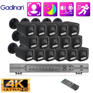 System Gadinan HD 4K 8MP 16CH CCTV Videoveillance Conjunto de vigilância de face Detectar Twoway Audio Ai Full Color Night Poe Security IP System de câmera IP