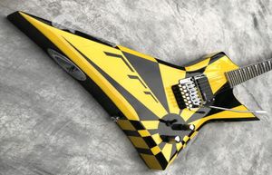 Michael Sweet Jack Son Explorer Stryper Electric Guitar Siyah Sarı Çizgi Floyd Gül Tramolo Köprüsü Whammy Bar Çin EMG Pick7369707