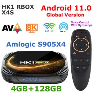Kutu Android 11 TV Kutusu Amlogic S905X4 Dört Çekirdek 4G 128G HK1 RBOK X4S Akıllı TV Kutusu USB 3.0 5G Çift WiFi 8K Video Kodek TV Seti Üst Kutu