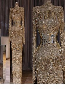 Zarif Altın Denizkızı Arap Akşam Resmi Elbiseler 2019 Orta Doğu Akşam Elbise Akşam Giyim Artı Boyutu De Soiree Abendkleid3037930