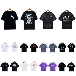 2024 Moda Amirir Erkek Tişörtleri Yaz Kadın Tasarımcıları Tshirts Gevşek Tees Polos Markaları Üstler Günlük Gömlek Giysileri Şortlu Kılıf Giysileri