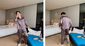 Bahar Mandarin Çift Uyuyan Uzun Uzun İpek Pijamalar Erkekler İçin Saten Pijama Erkek Çiçek Baskılı Places Gusgown Home Clothi5547171