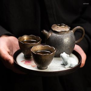 TeAware Setleri Lotus Göllüğü Moonlight Seramik Çay Seti Dört Parçalı Hediye Kutusu Ev Küçük Çaydan Toptan