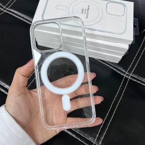 Оптом, подходящая для iPhone15 Apple Mobile Phone Case Magnetic Magsafe Акрил 2 -дюйма -1 13pro Transparent 12 Hard Shell