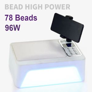 Сушилка 2023 Профессиональная 96W светодиодная ультрафиолетовая лампа с ручной подушкой держатель мобильного телефона для ногтей для ногтей для двух рук для Manicure