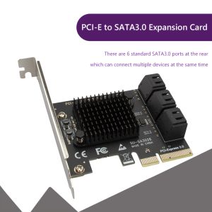 Adaptör PCIE'den 6 bağlantı noktasına SATA 3 III 3.0 6 GBPS SSD Adaptörü PCIE PCI Express X1 Denetleyici Kart Genişleme Kartı Desteği X4 X8 X16