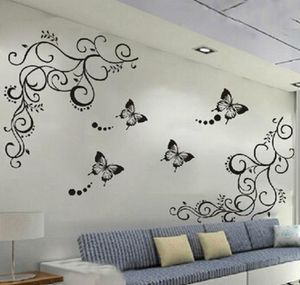 3D mais baixo preto Butterfly Flor Wall Stick Decor de casa Flora Butterflies parede de TV Beautiful Decoration3870352