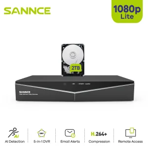 Recorder Sannce 8 Kanal 1080p 5in1 Sicherheitsdvr 1080p Hybrid CCTV Video Recorder 8ch für Home Surveillance System mit 2T HDD