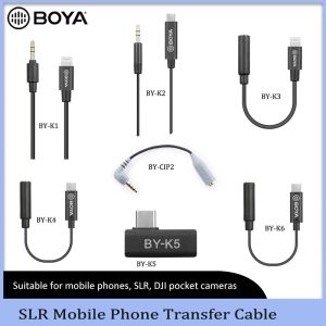 Mikrofonlar Boya BYK1 K2 K3 K4 K5 K6 BYCIP2 TRS HUAWEI İPHOPYONTNE/TYPEC Android Telefon Ses Mikrofon Uzatma Kablosu