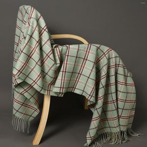 Lenços de inverno caxemre lenço xadrez feminino manta quente shawls shawls de outono masculino embrulhado grosso grande bandana