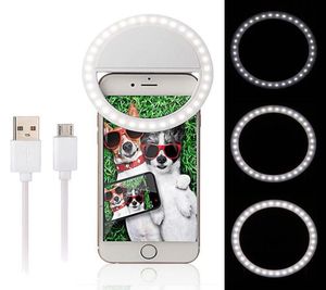 Светодиодная селфи -лампа кольцо USB Зарядка светодиодные селфи -кольцо светильники мобильный телефон для iPhone для Samsung Xiaomi Phone Selfie Light8765437